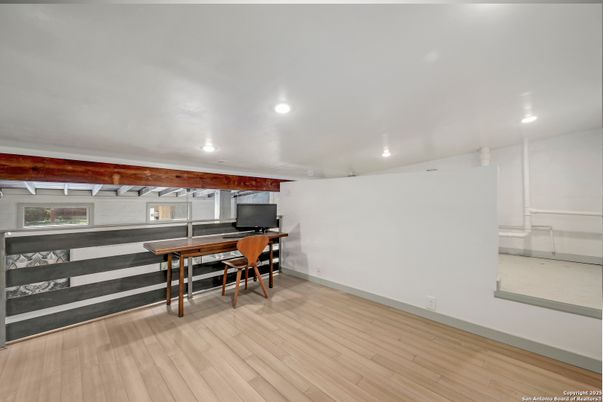Home Office, Interior, Recessed Lighting, Wood Texture Flooring