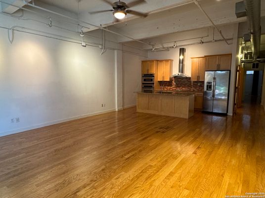Interior, Kitchen, Stainless Steel Appliances, Wood Texture Flooring