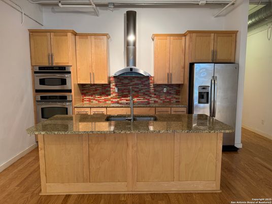 Interior, Kitchen, Stainless Steel Appliances, Wood Texture Flooring