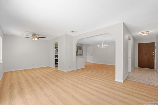 Chandelier, Empty room, Interior, Wood Texture Flooring