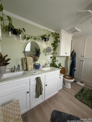 Bathroom, Dual Sink Vanities, Interior, Wood Texture Flooring