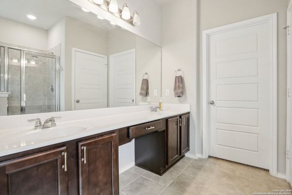 Bathroom, Dual Sink Vanities, Glass Shower, Interior, Recessed Lighting