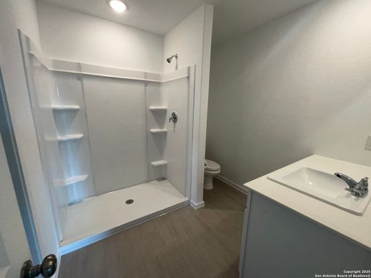 Bathroom, Interior, Recessed Lighting, Wood Texture Flooring