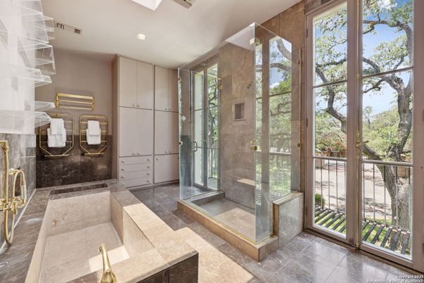 Bathroom, Glass Shower, Interior, Recessed Lighting