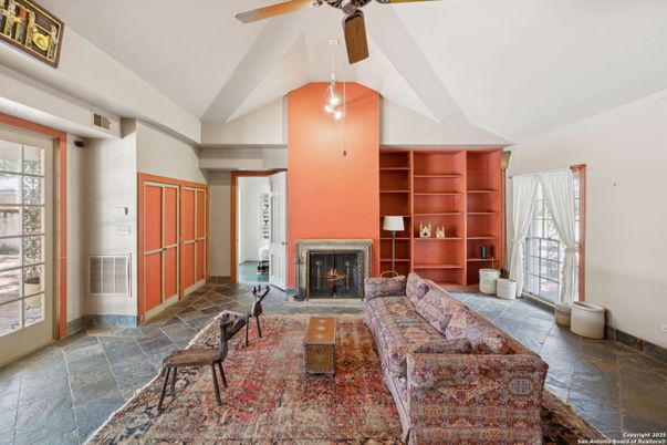 Fireplace, Interior, Living room, Pendant Lights