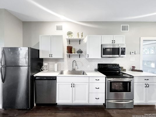 Interior, Kitchen, Stainless Steel Appliances, Wood Texture Flooring