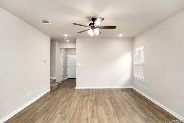 Empty room, Interior, Recessed Lighting, Wood Texture Flooring