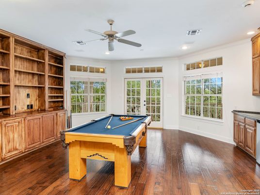 Billiard Table, Game Room, Interior, Recessed Lighting, Wood Texture Flooring