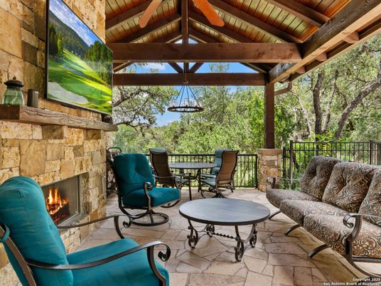 Exterior, Fireplace, Pendant Lights