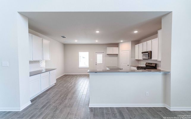 Interior, Kitchen, Recessed Lighting, Wood Texture Flooring