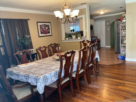 Chandelier, Dining room, Interior, Wood Texture Flooring