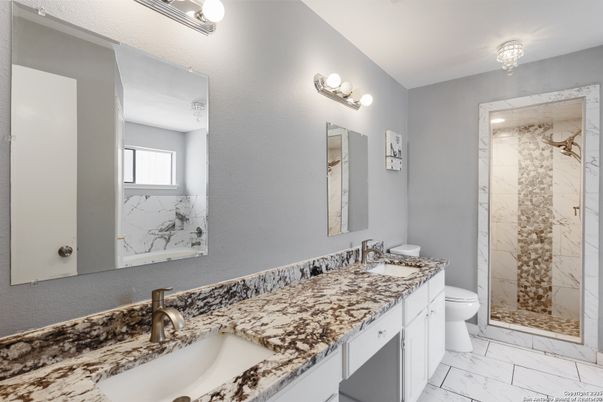 Bathroom, Dual Sink Vanities, Interior, Marble, Marble Walls