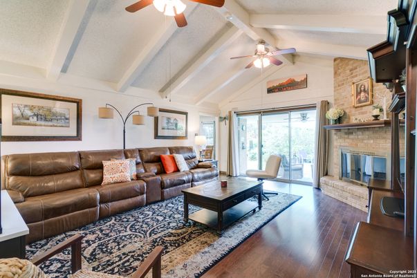 Fireplace, Interior, Living room, Stone Walls, Wood Texture Flooring