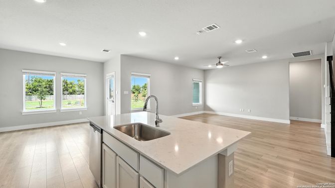Interior, Kitchen, Recessed Lighting, Wood Texture Flooring