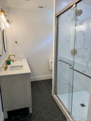 Bathroom, Glass Shower, Interior, Marble Walls