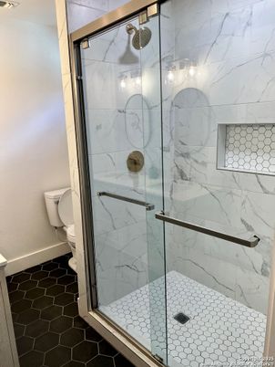 Bathroom, Glass Shower, Interior, Marble Walls