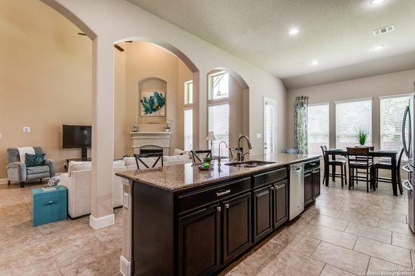 Dining room, Fireplace, Interior, Kitchen, Recessed Lighting