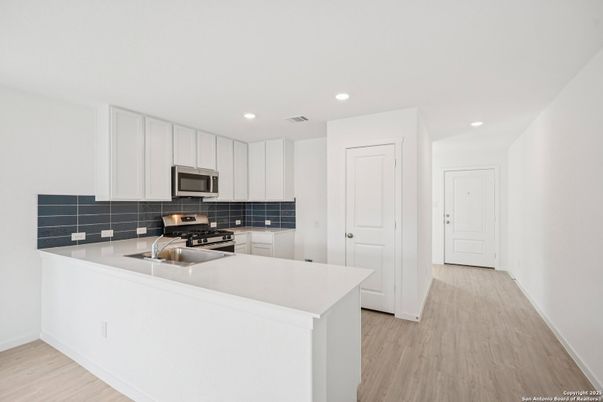 Interior, Kitchen, Recessed Lighting, Wood Texture Flooring