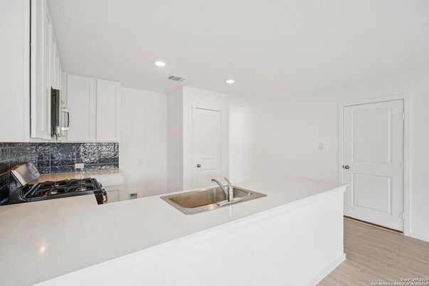Interior, Kitchen, Recessed Lighting, Wood Texture Flooring