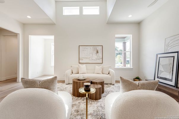 Interior, Living room, Recessed Lighting, Wood Texture Flooring