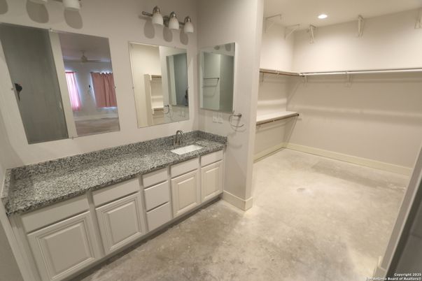 Bathroom, Dual Sink Vanities, Interior, Recessed Lighting, Walk-in Closets