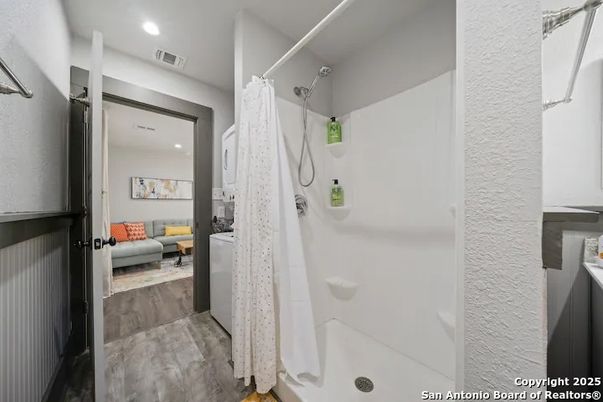 Bathroom, Interior, Recessed Lighting, Wood Texture Flooring