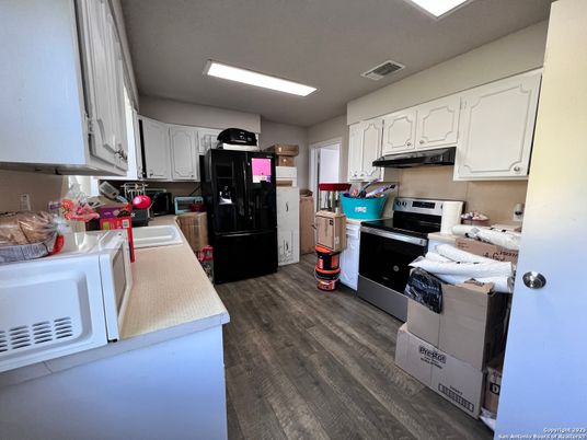 Interior, Kitchen, Recessed Lighting, Wood Texture Flooring