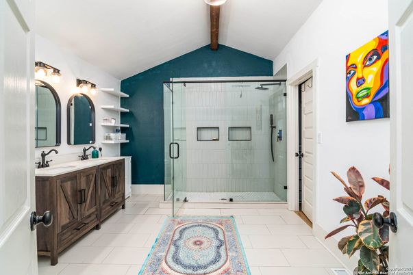 Bathroom, Glass Shower, Interior, Wooden Beams
