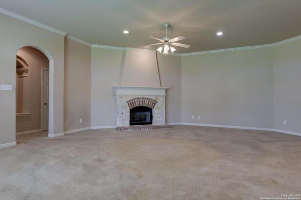 Empty room, Fireplace, Interior, Recessed Lighting