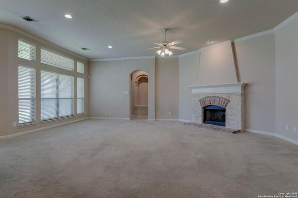 Empty room, Fireplace, Interior, Recessed Lighting