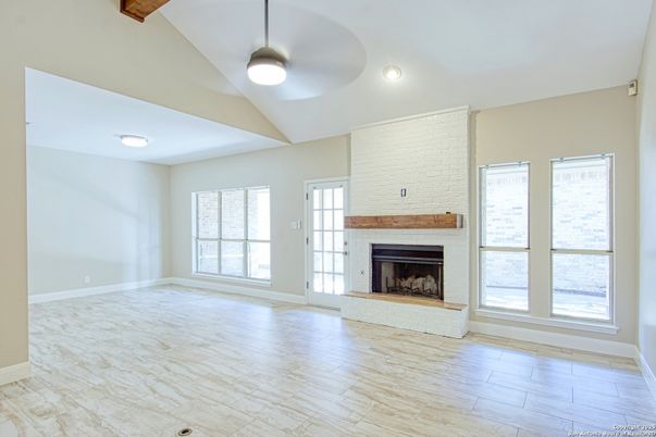 Empty room, Fireplace, Interior, Wood Texture Flooring