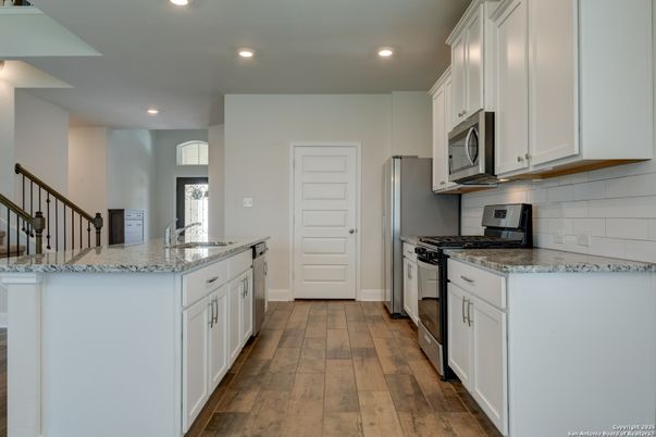 Interior, Kitchen, Recessed Lighting, Wood Texture Flooring