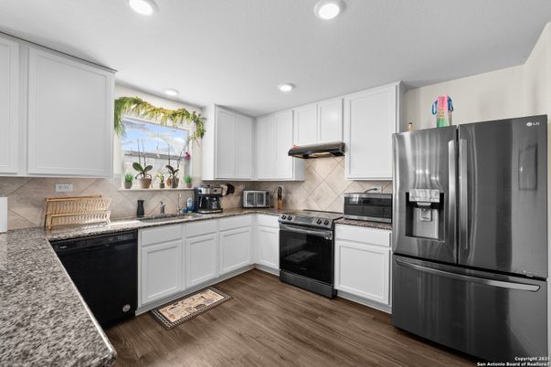 Interior, Kitchen, Recessed Lighting, Wood Texture Flooring