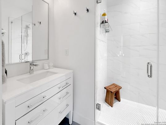 Bathroom, Glass Shower, Interior, Marble Walls