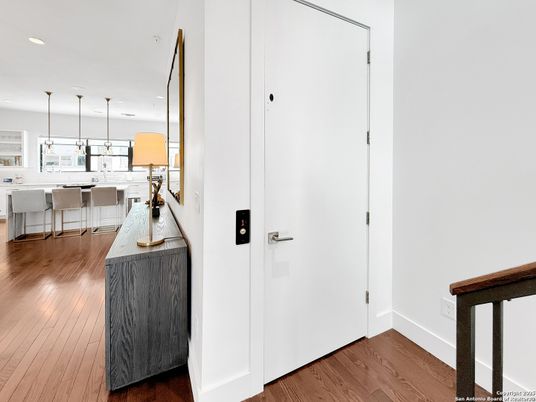 Interior, Kitchen, Pendant Lights, Recessed Lighting, Wood Texture Flooring