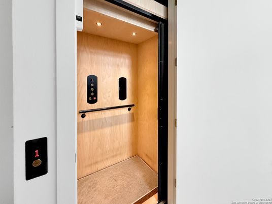 Elevator, Interior, Recessed Lighting, Wooden Ceilings, Wooden Walls