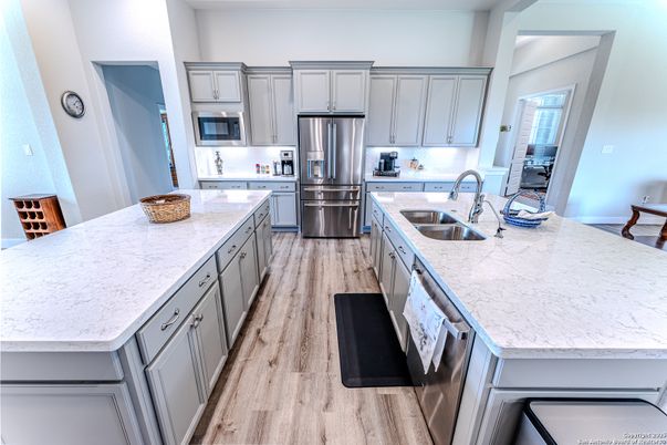 Interior, Kitchen, Stainless Steel Appliances, Wood Texture Flooring
