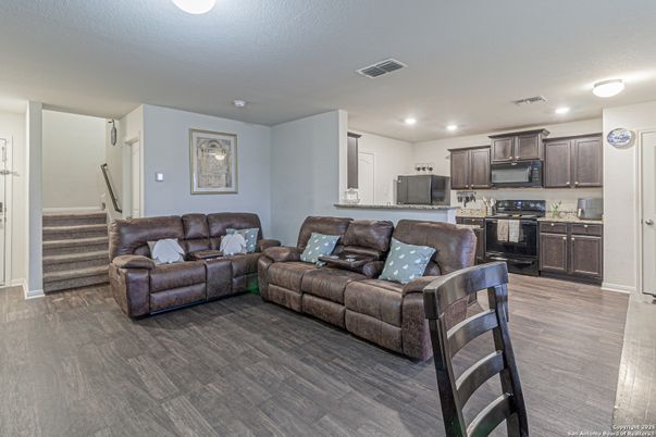 Interior, Kitchen, Living room, Recessed Lighting, Wood Texture Flooring