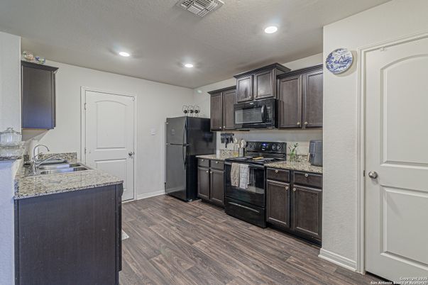 Interior, Kitchen, Recessed Lighting, Wood Texture Flooring