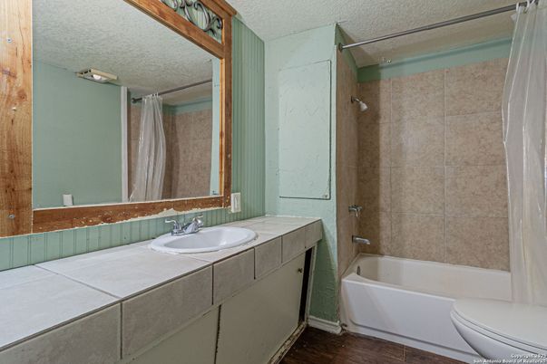 Bathroom, Interior, Tile Countertops, Wood Texture Flooring
