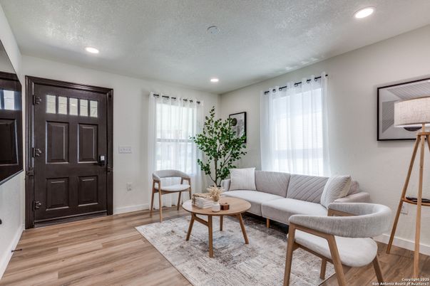 Interior, Living room, Recessed Lighting, Wood Texture Flooring