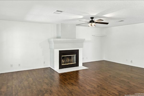 Empty room, Fireplace, Interior, Wood Texture Flooring