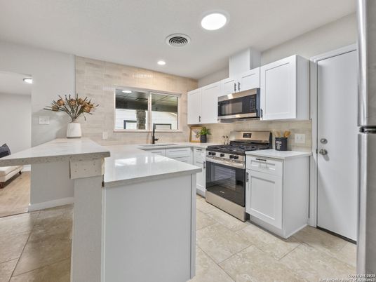 Interior, Kitchen, Recessed Lighting, Stainless Steel Appliances
