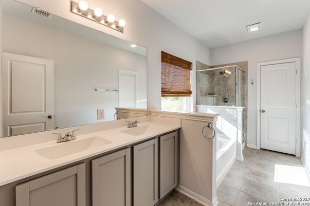 Bathroom, Dual Sink Vanities, Glass Shower, Interior, Recessed Lighting