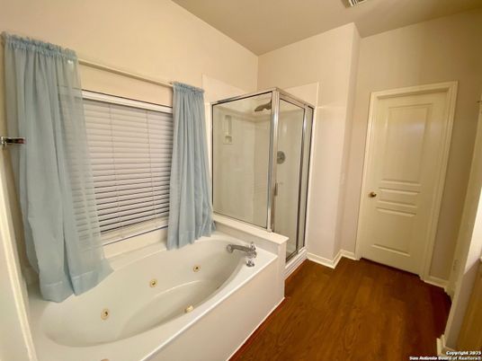 Bathroom, Glass Shower, Interior, Wood Texture Flooring