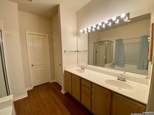 Bathroom, Dual Sink Vanities, Interior, Wood Texture Flooring