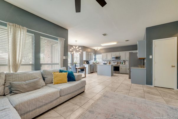 Dining room, Interior, Kitchen, Living room, Pendant Lights, Stainless Steel Appliances