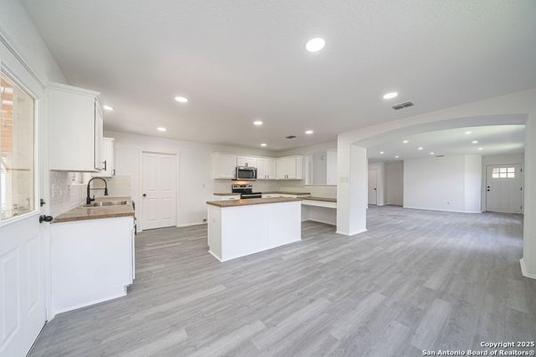 Interior, Kitchen, Recessed Lighting, Wood Texture Flooring