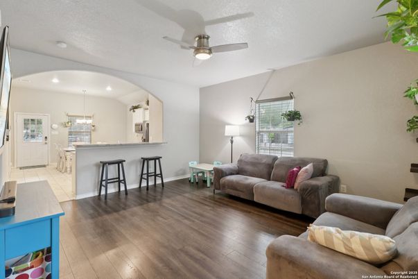 Interior, Kitchen, Living room, Pendant Lights, Recessed Lighting, Wood Texture Flooring