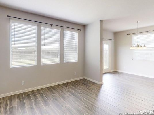 Empty room, Interior, Pendant Lights, Wood Texture Flooring